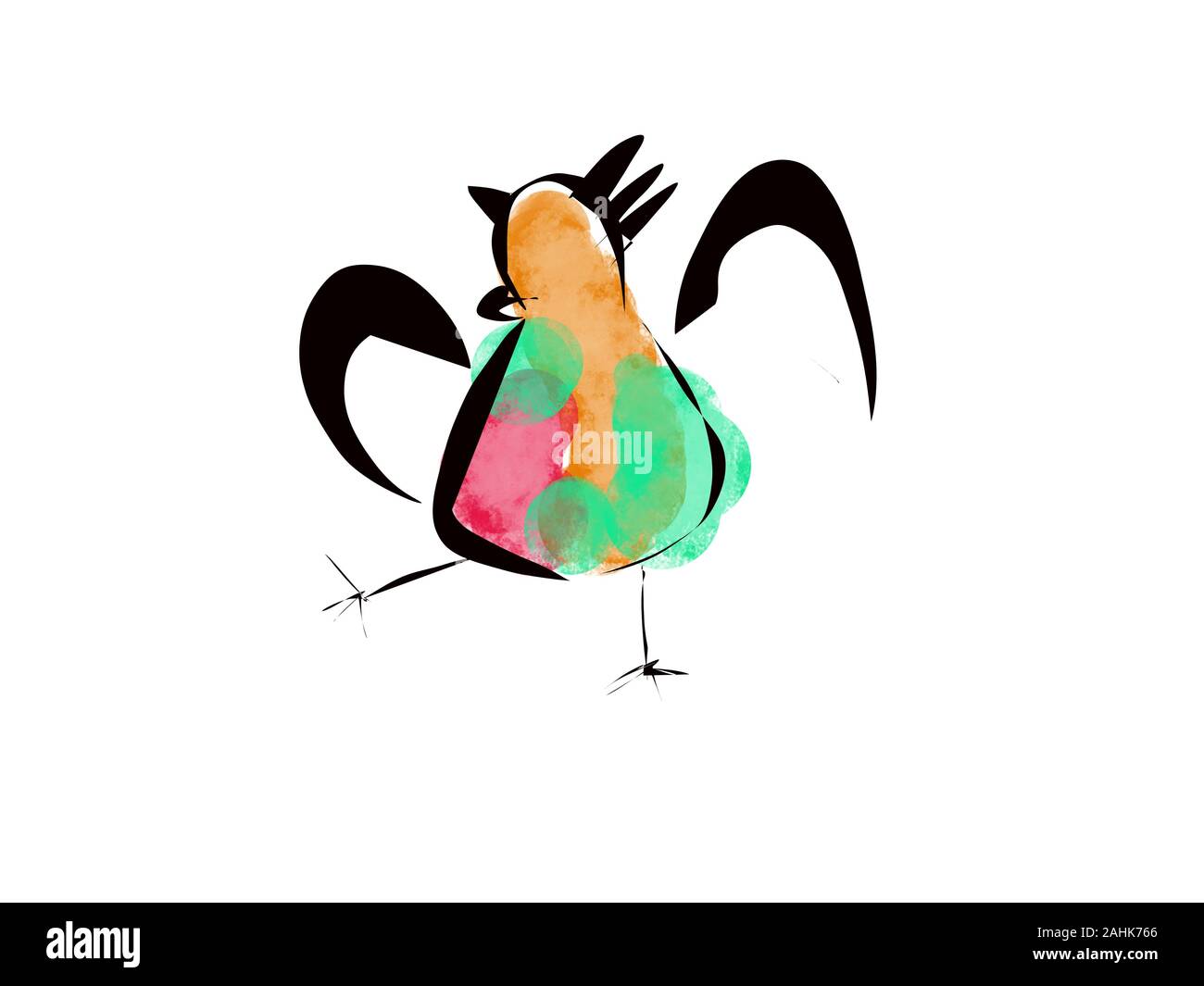 Dessin animé coloré et simple de poulet Banque D'Images