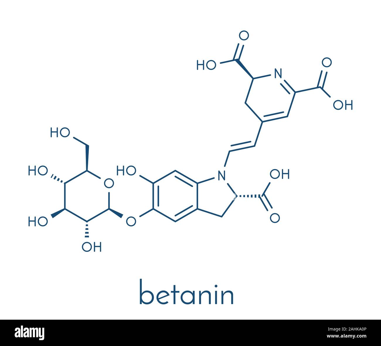 Betanin beetrood ou pigment végétal rouge molécule. Formule topologique. Illustration de Vecteur