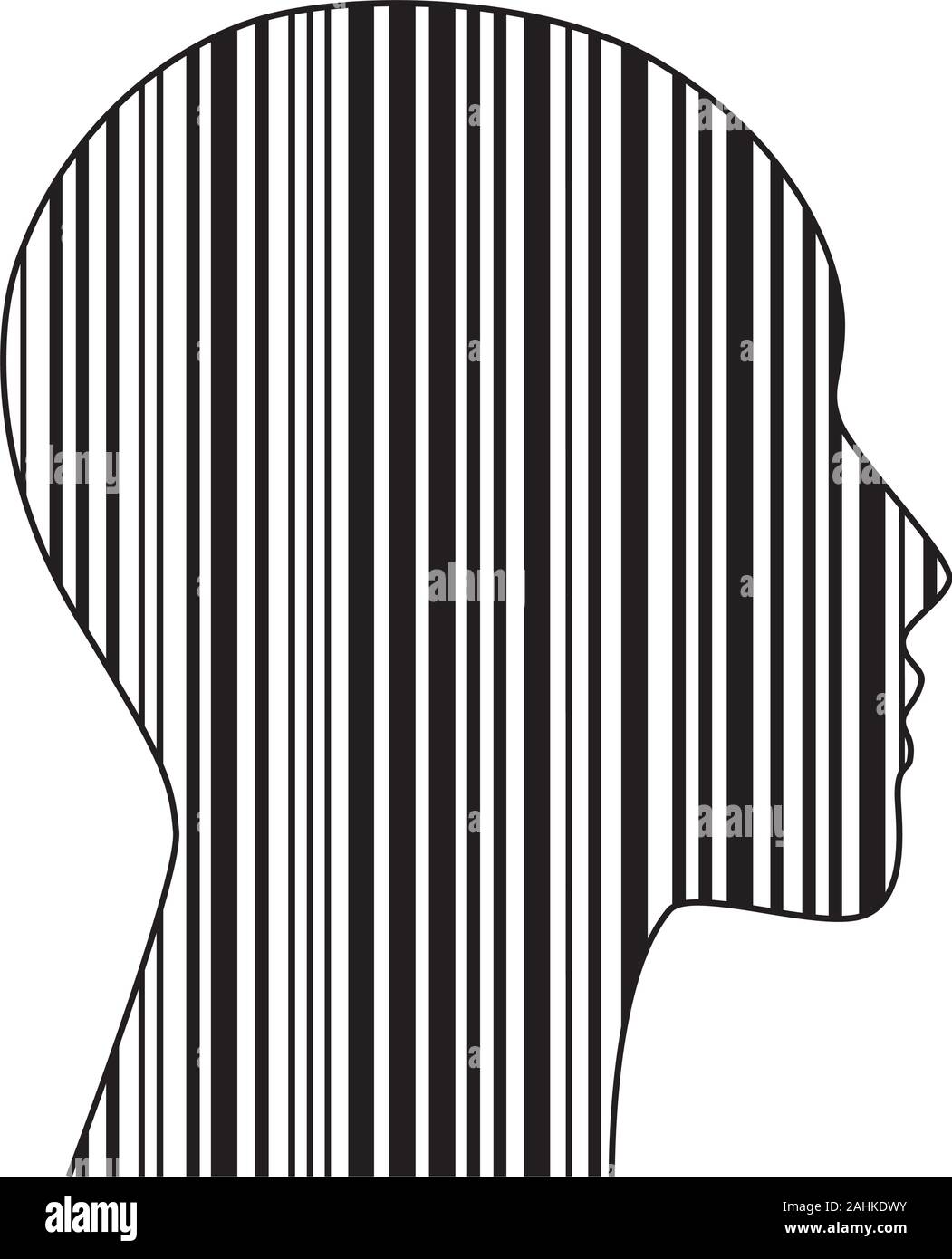 code-barres à l'intérieur de la tête humaine Illustration de Vecteur
