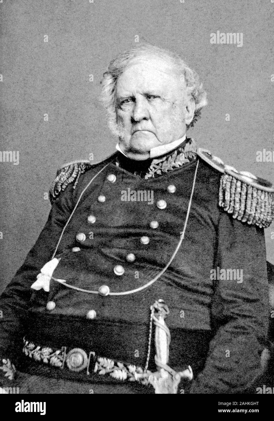 Winfield Scott (1786 - 1866) le commandant militaire américain et candidat politique. Il a servi comme un général de l'armée des Etats-Unis de 1814 à 1861 Banque D'Images