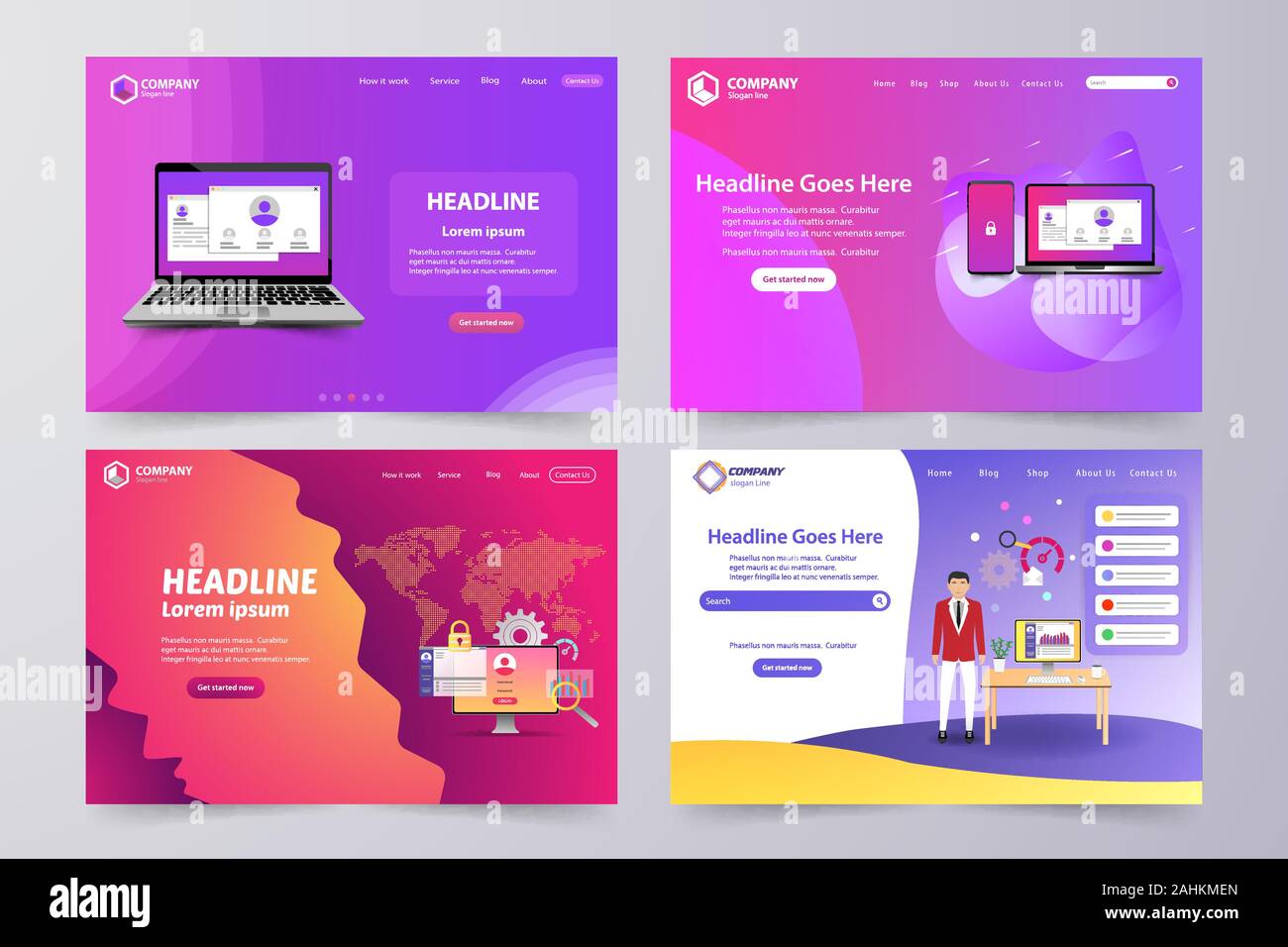 Collection de landing page template design thème vecteur moderne Illustration de Vecteur