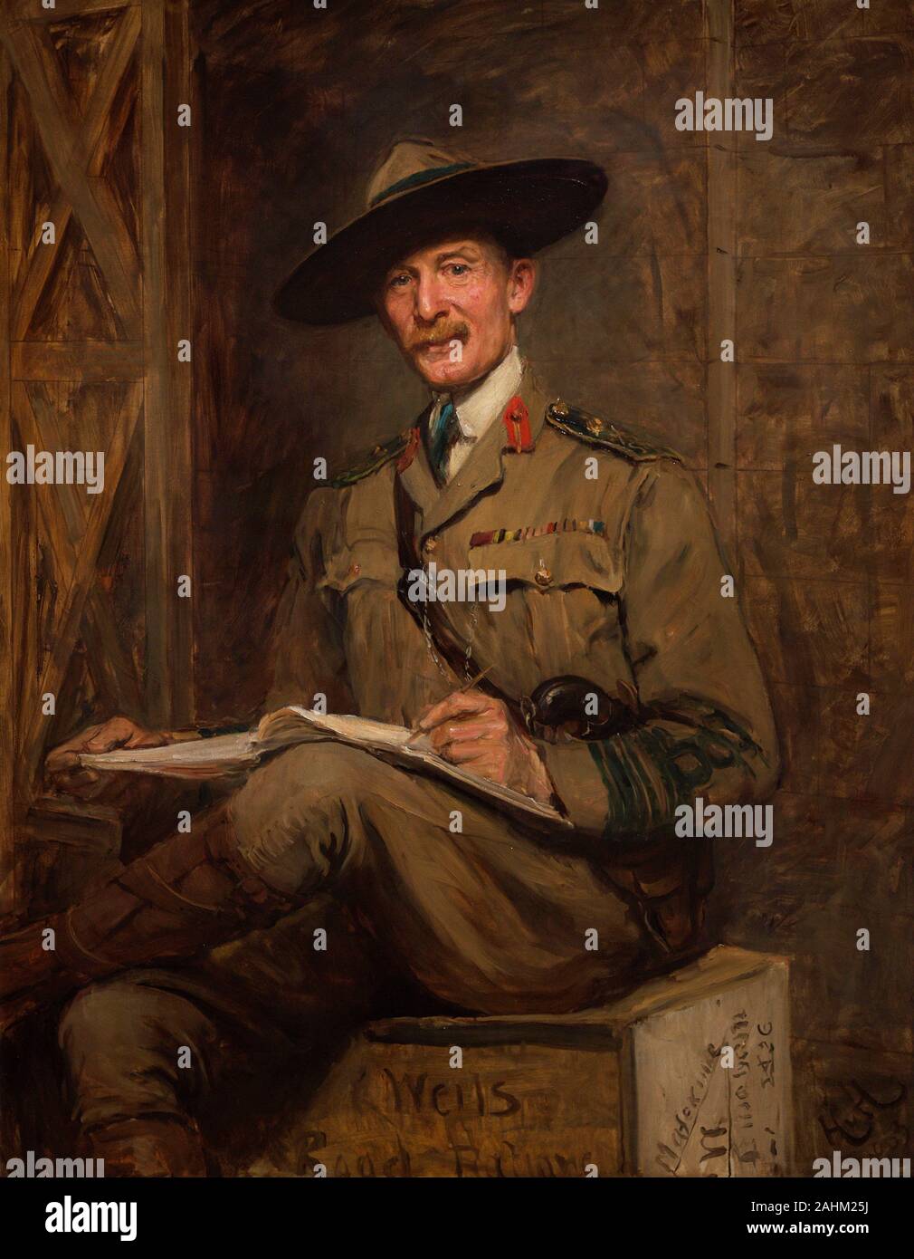 Robert Baden-Powell, je barón Baden-Powell de Gilwell (1857-1941). Pintor, escritor, escultor y militar británico. Fundador del Movimiento Scout Mundial ('Boy Scouts"). Retrato realizado por Hubert Von Herkomer (1849-1914). Oleo sobre lienzo, 1903. National Portrait Gallery. Londres. Inglaterra. Banque D'Images