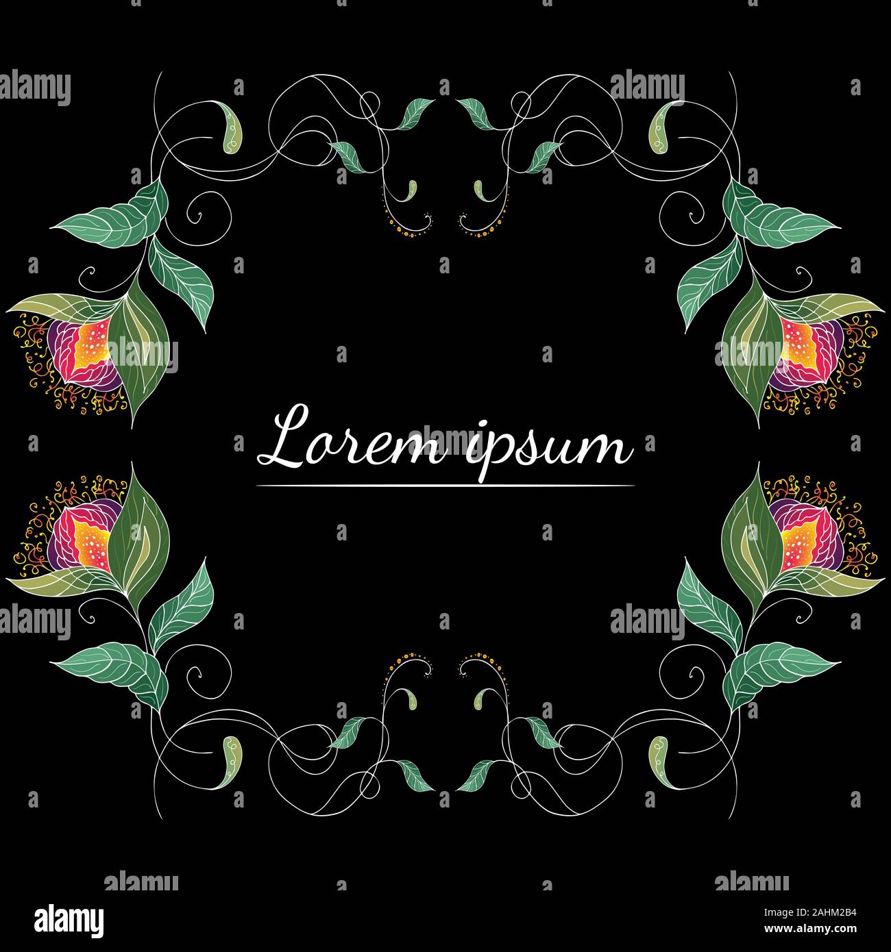 Cadre tropical à la main. Feuillage Jungle télévision illustration. Frontière Floral. Dessin à la main. Vector, isolé. Carte de mariage de source naturelle. Tropique d'été Illustration de Vecteur