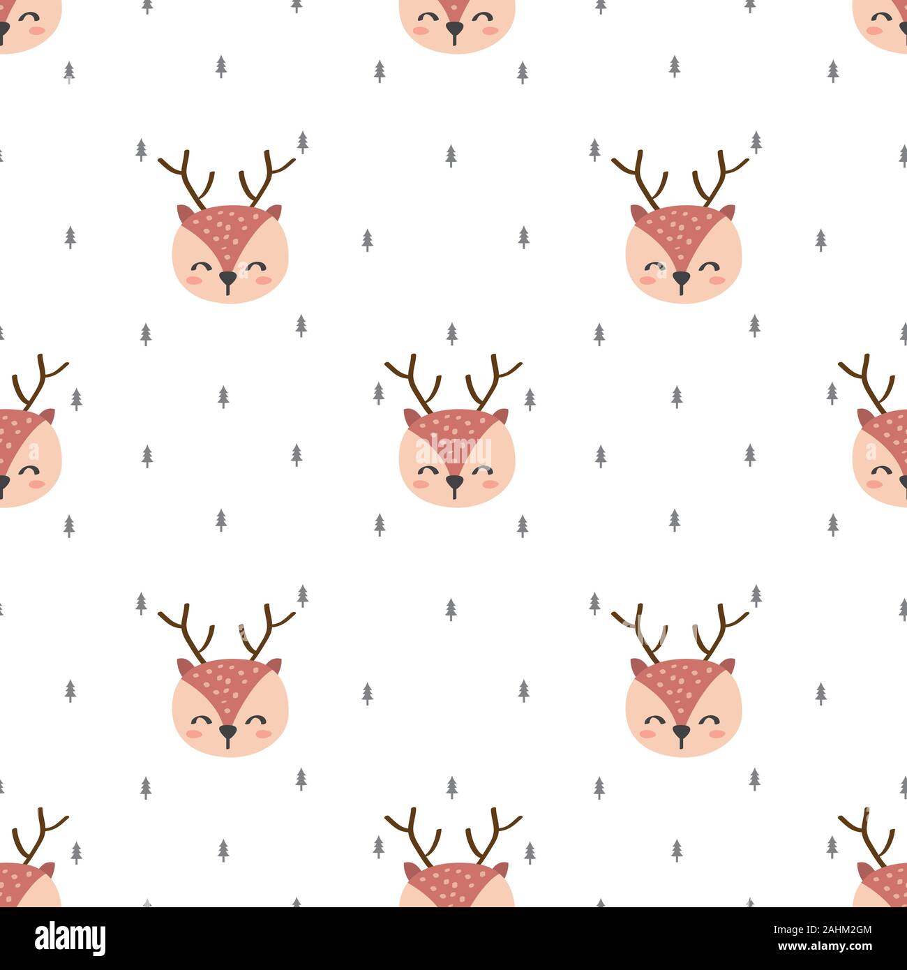 La main de Cute deer avec motif transparent dans le fond blanc Illustration de Vecteur