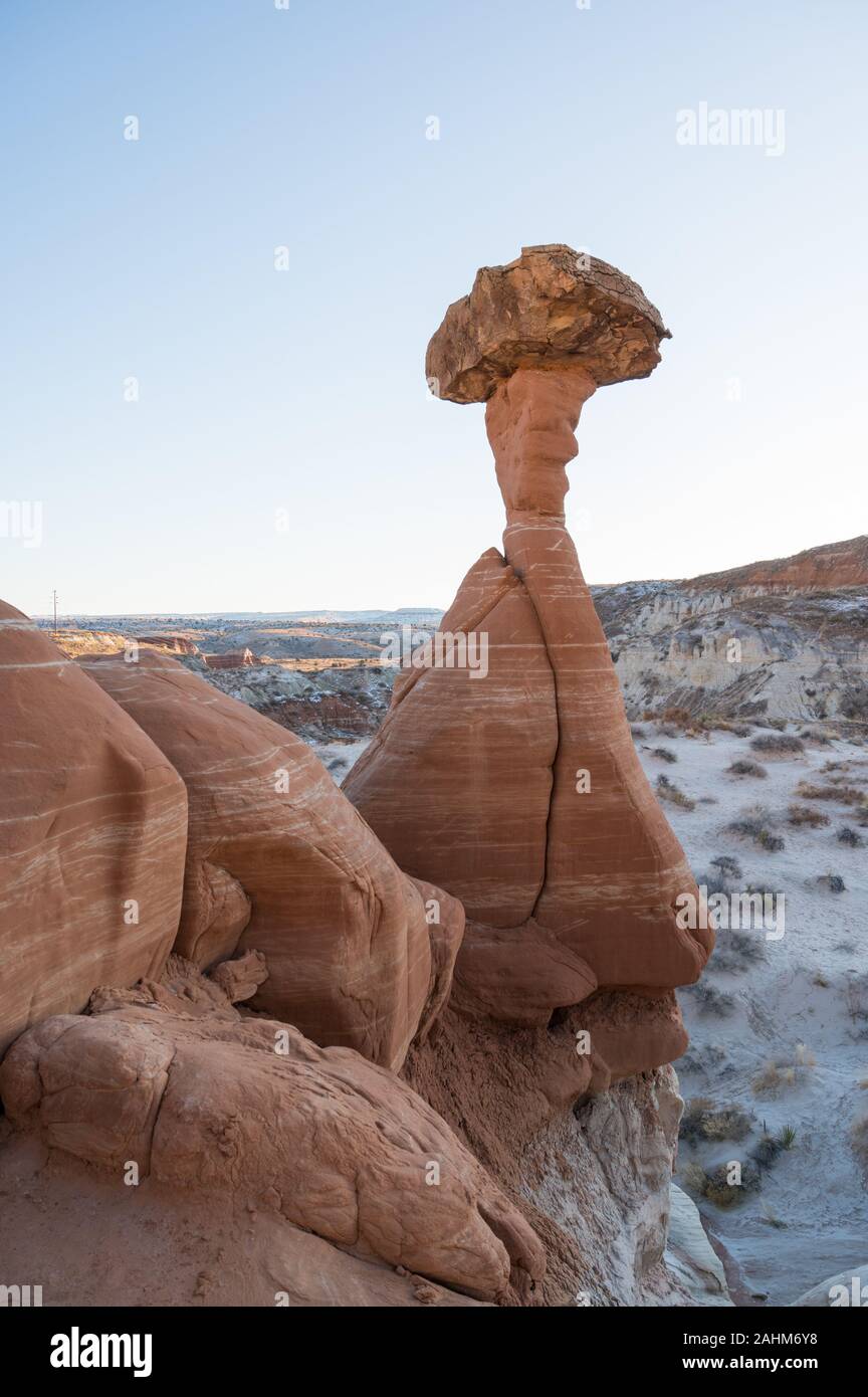 Toadstool Hoodoos sur le Paria Rimrocks / Toadstool Hoodoos Trail à Kanab, Utah Banque D'Images