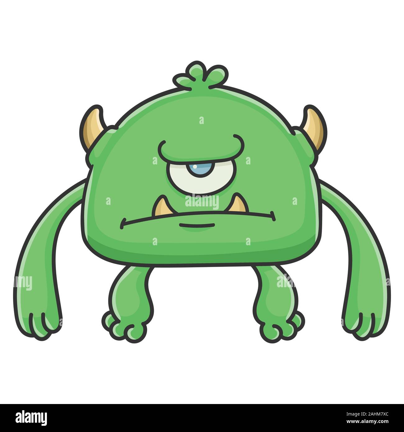 Green Goblin cartoon monster isolated on white Illustration de Vecteur