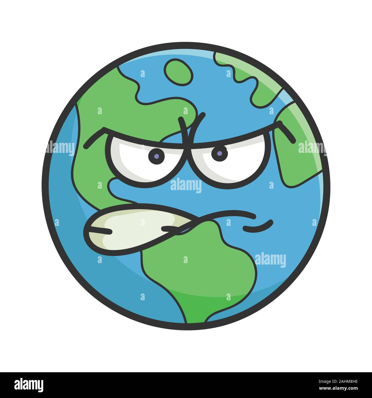La planète terre Mad cartoon illustration isolé sur fond blanc Illustration de Vecteur