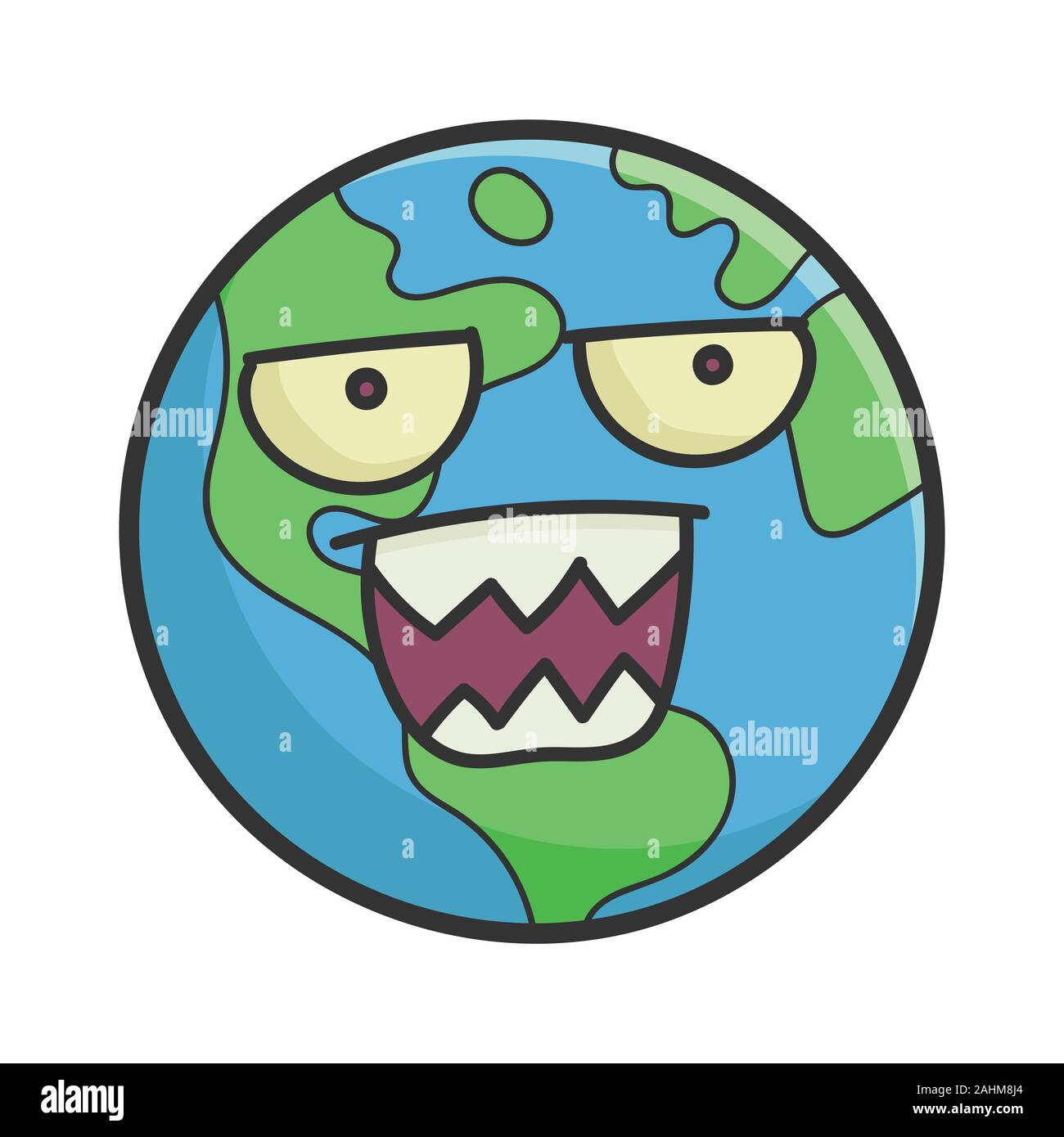 La planète terre Mad cartoon illustration isolé sur fond blanc Illustration de Vecteur