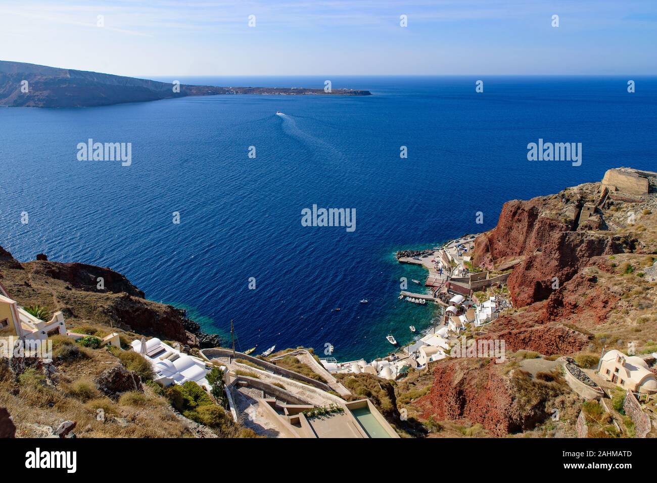 Vue sur Mer de l'île de Santorin, Grèce Banque D'Images
