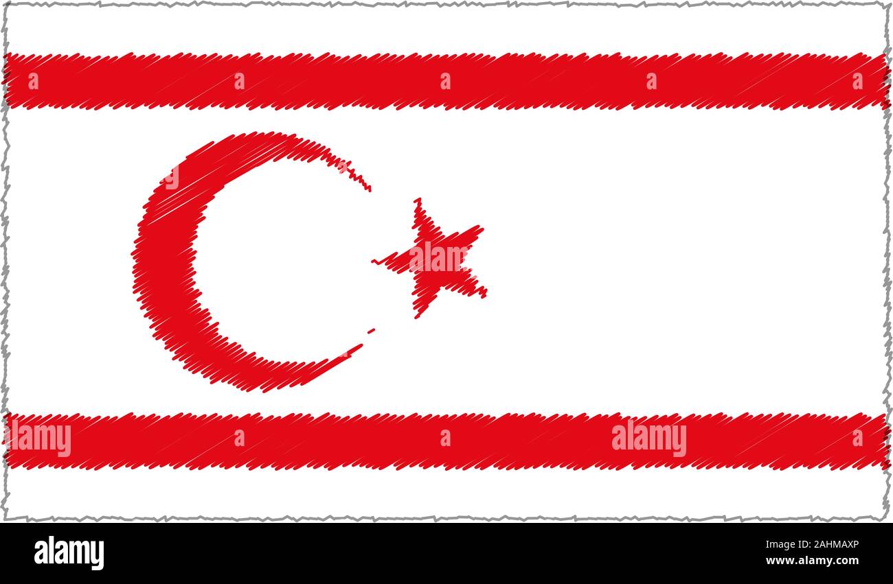 Style de dessin vectoriel Sketch Drapeau Chypre du Nord Illustration de Vecteur