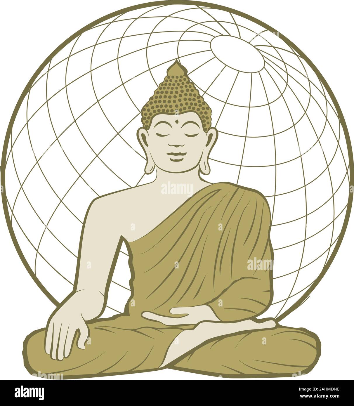 Bouddha et globe Illustration de Vecteur