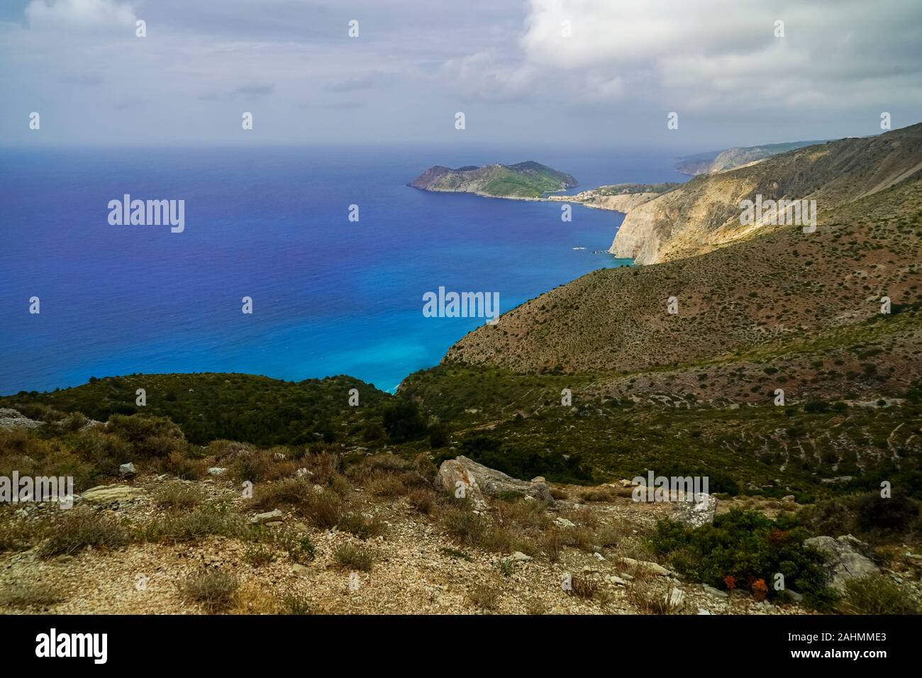 Asos est un village sur la côte ouest de l'île de Céphalonie, Grèce. Banque D'Images