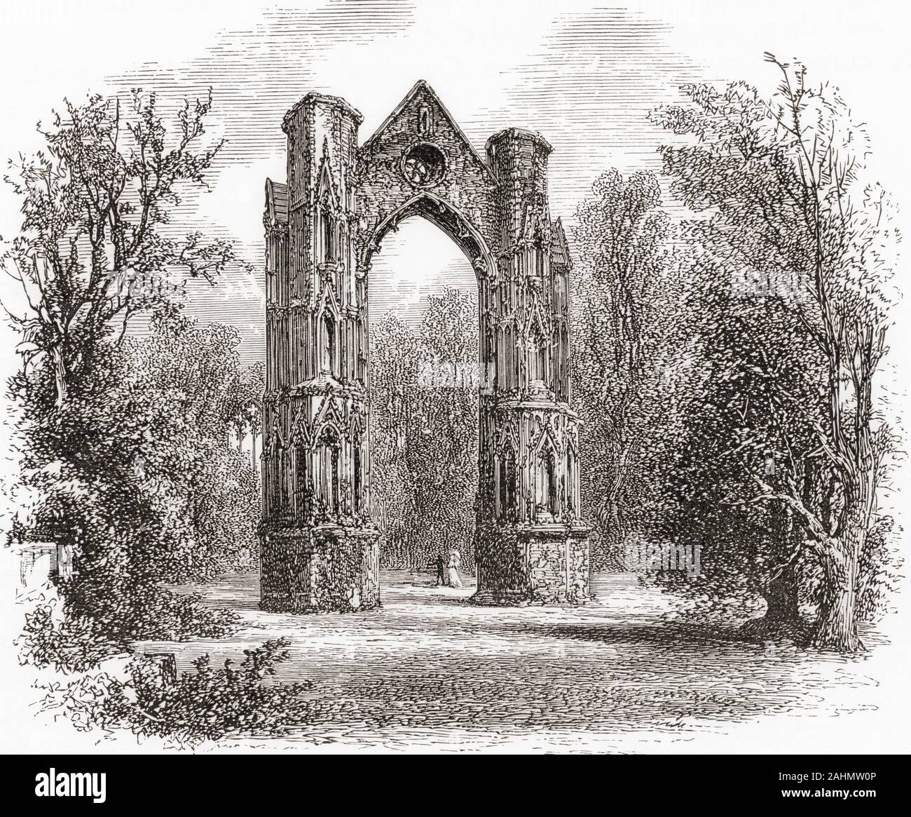 Walsingham Abbaye ou prieuré, Walsingham, Norfolk, Angleterre, vu ici au 19e siècle. L'Abbaye a été saisi par l'État à la dissolution des monastères sous le Roi Henry VIII. Photos de l'anglais, publié en 1890. Banque D'Images