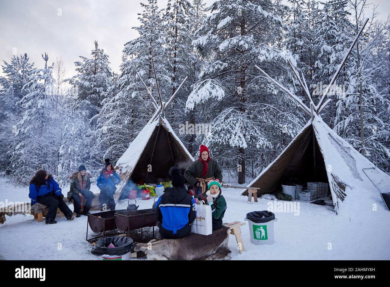 Une ville de Rovaniemi en Finlande En Finlande et dans la région de Laponie Santa Park cérémonie d'accueil de Laponie Banque D'Images