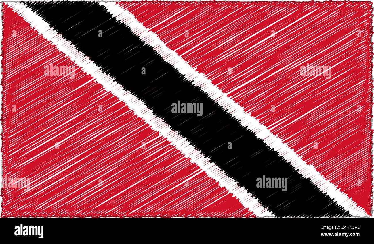 Style de dessin vectoriel Sketch Drapeau Trinité-et-Tobago Illustration de Vecteur