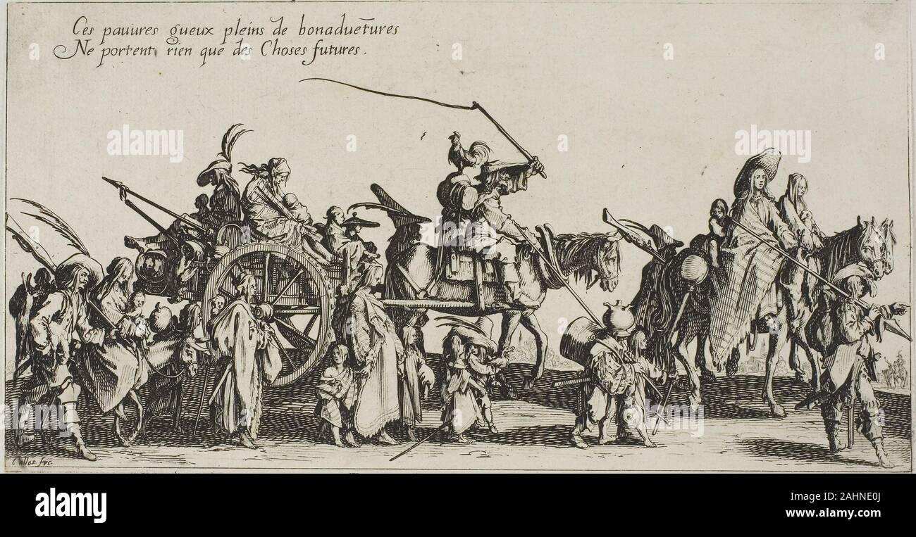 Jacques Callot. Les bohémiens marcher l'arrière-garde, de la bohème. 1612-1635. La France. Burin avec gravure sur papier Banque D'Images