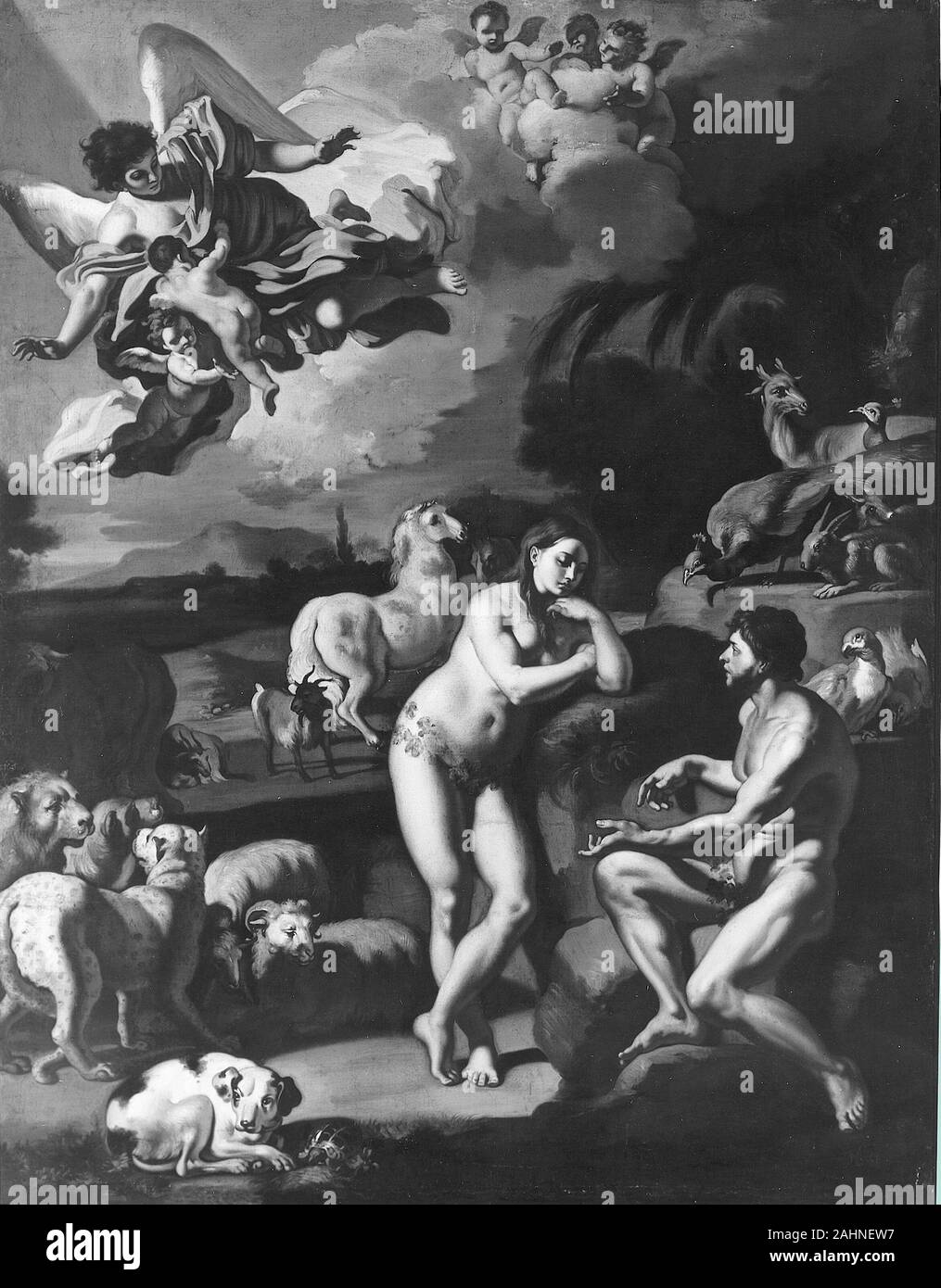 Francesco Solimena. Adam et Eve dans le paradis. 1695-1705. L'Italie. Huile sur toile Banque D'Images