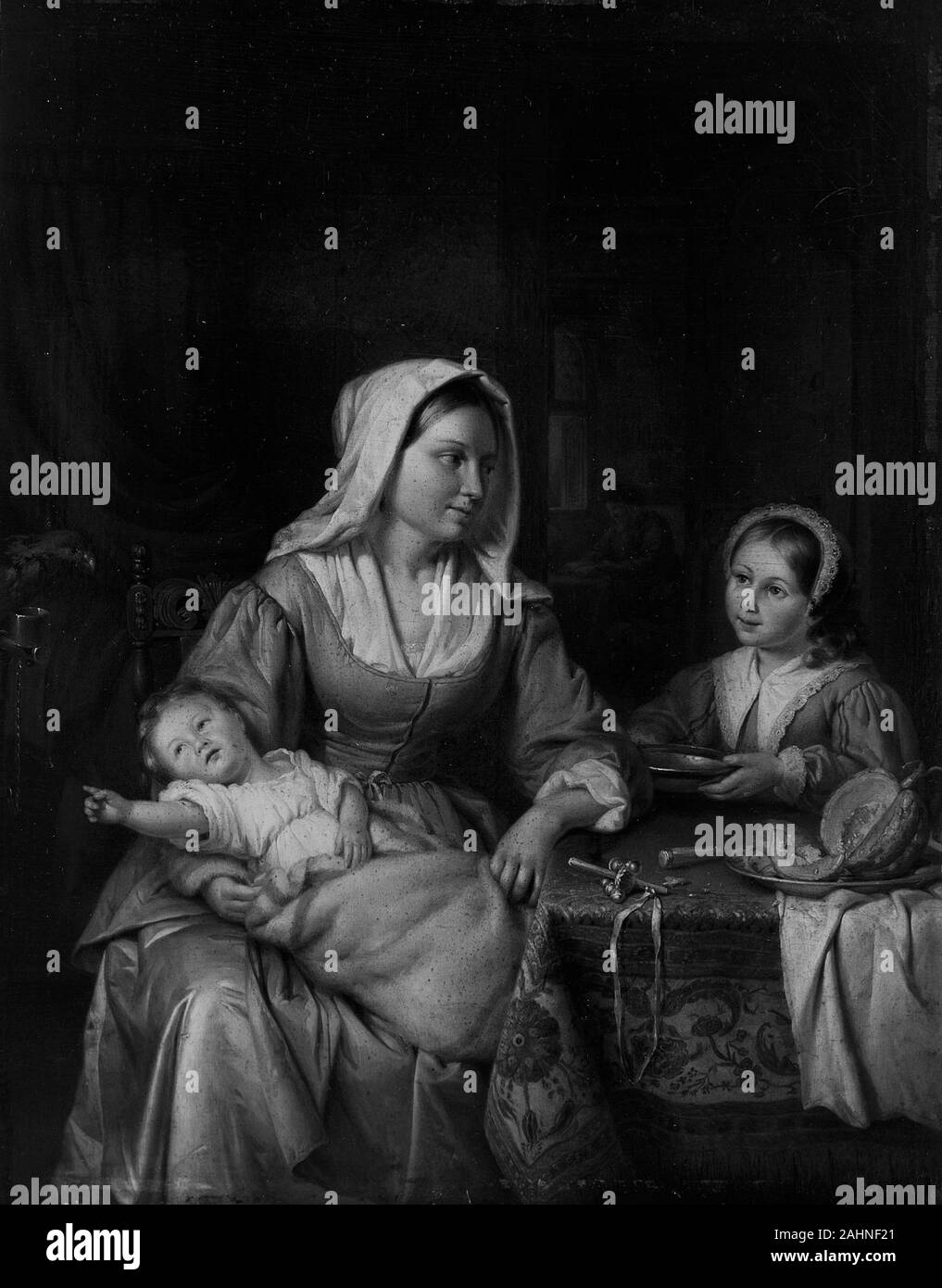 Adriaan de Lelie. La mère et deux enfants avec toujours la vie. 1810. La Hollande. Huile sur panneau Banque D'Images