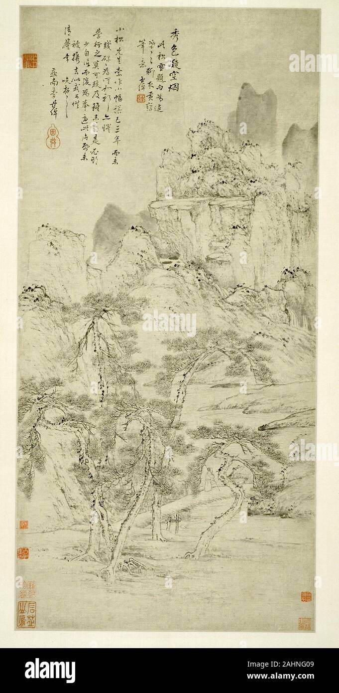 Li Shizhuo. Beau paysage paysage gelé dans la brume. 1750-1795. La Chine. Défilement pendaison ; l'encre sur papier Banque D'Images