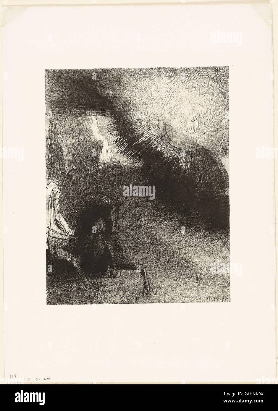 Odilon Redon. Pèlerin de la monde sublunaire, planche 5 de 6. 1891. La France. Lithographie en noir sur papier ivoire Chine fixées sur papier vélin blanc lourd Banque D'Images