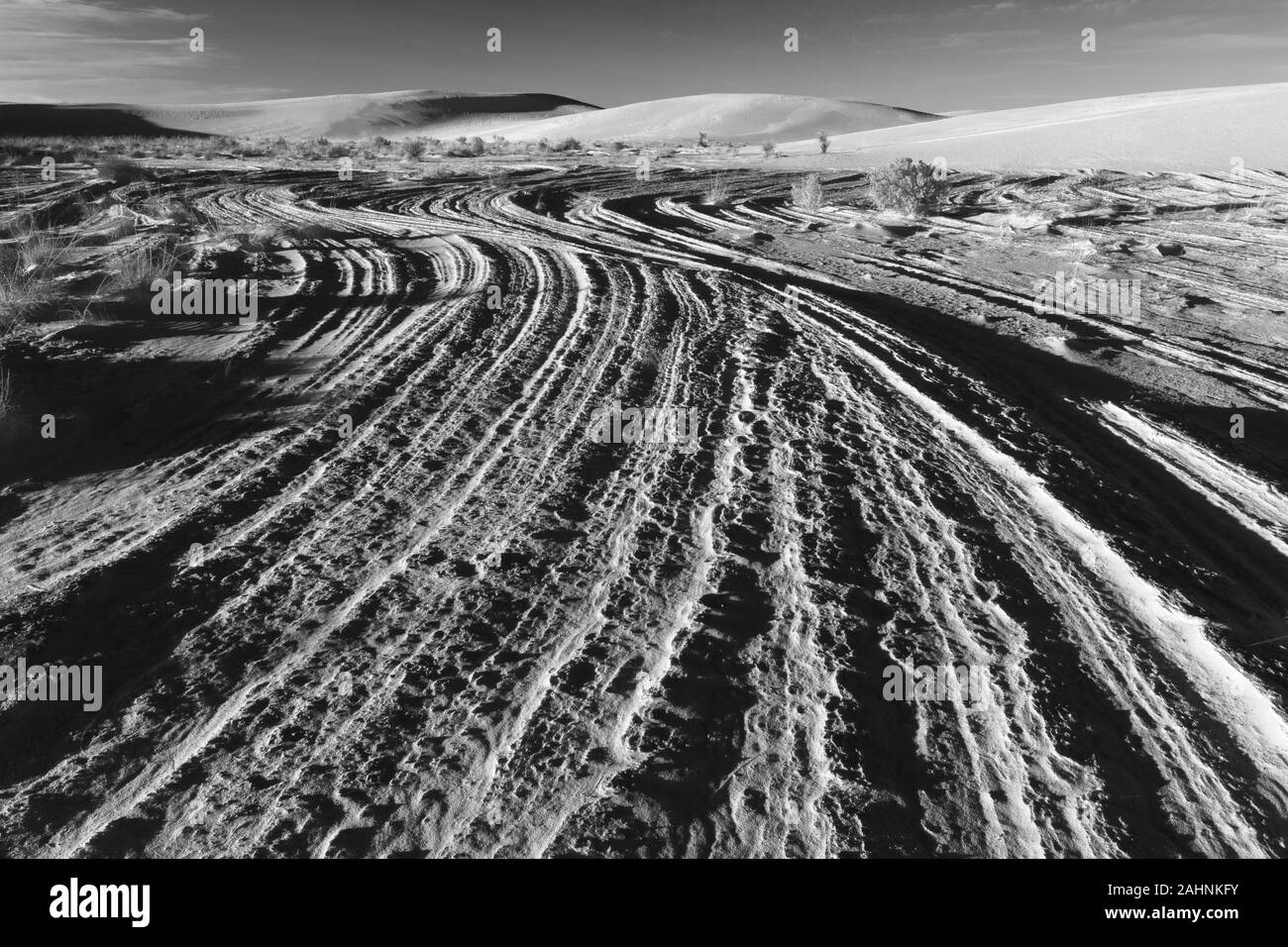 Schémas d'évaporation du gypse, parc national White Sands Banque D'Images