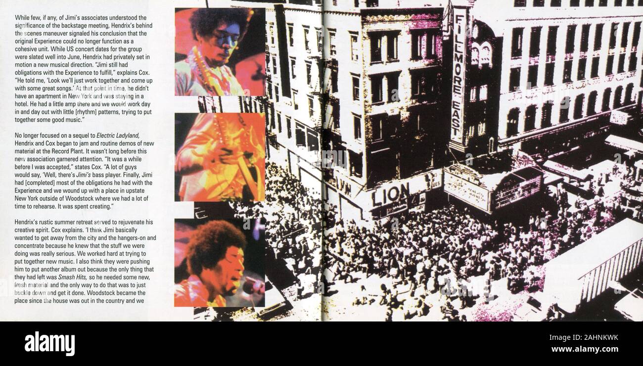 CD : Jimi Hendrix : 'Live at the Fillmore East', sorti sur l'expérience Hendrix le 23 février 1999. Banque D'Images