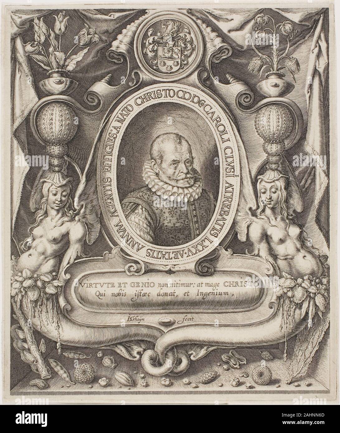 Jacob de Gheyn, II. Carolus Clusius. 1596-1606. Aux Pays-Bas. Gravure, tamponner avec, en noir sur papier vergé crème Jacques de Gheyn formés comme un verre, peintre miniaturiste, et finalement comme graveur en vertu de Hendrick Goltzius. C'est seulement vers 1600 qu'il s'est tourné à partir de la gravure à la peinture. Carolus Clusius, ici, était un botaniste français qui, dans ses dernières années, cam à Leiden, où la culture de tulipes a marqué le début de la Dutch tulip-ampoule de l'industrie. Banque D'Images