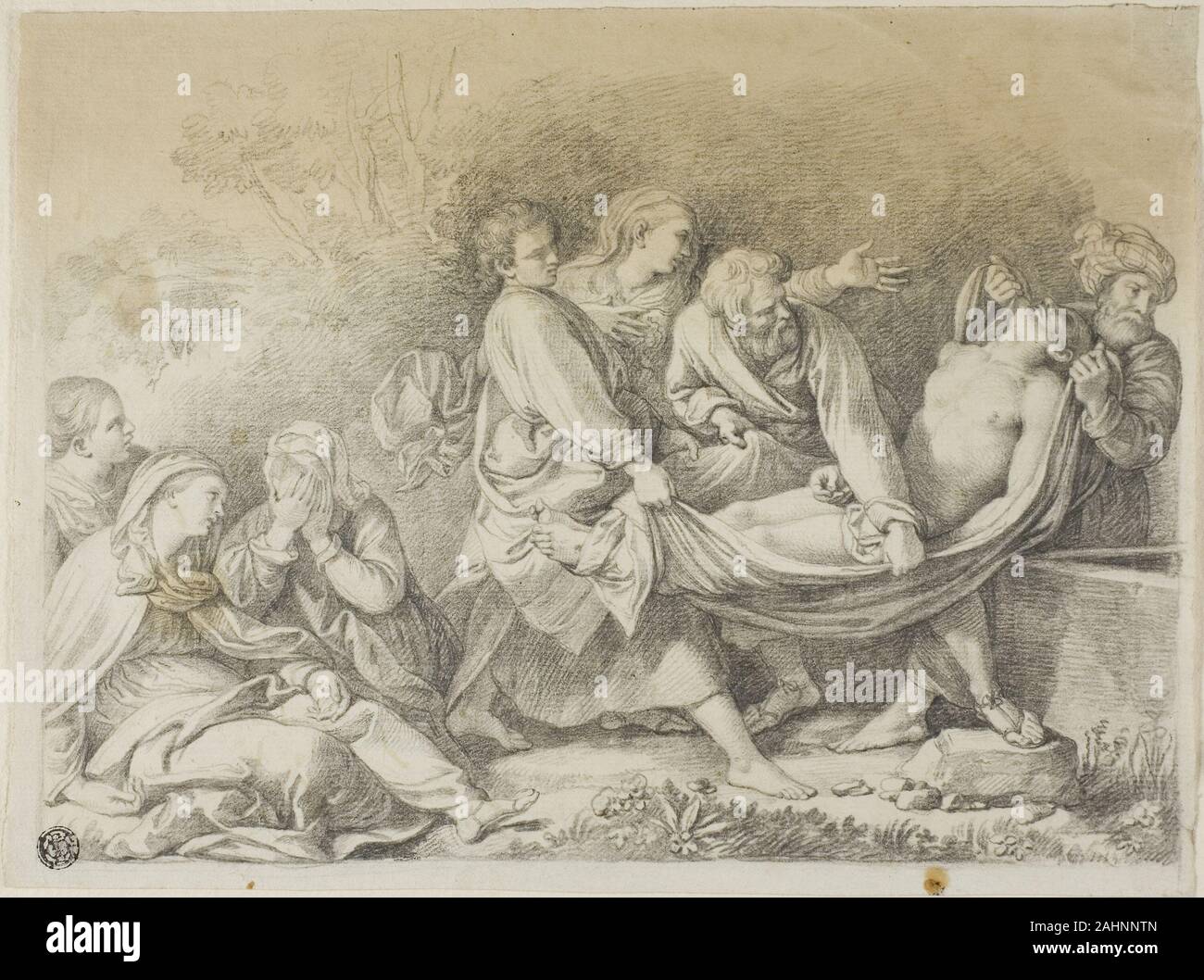 Michael Kock. Mise au tombeau. 1792. L'Autriche. Craie noire sur papier vergé ivoire, sur papier vergé ivoire Banque D'Images Michael Kock. Mise au tombeau. 1792. L'Autriche. Craie noire sur papier vergé ivoire, sur papier vergé ivoire Banque D'Images