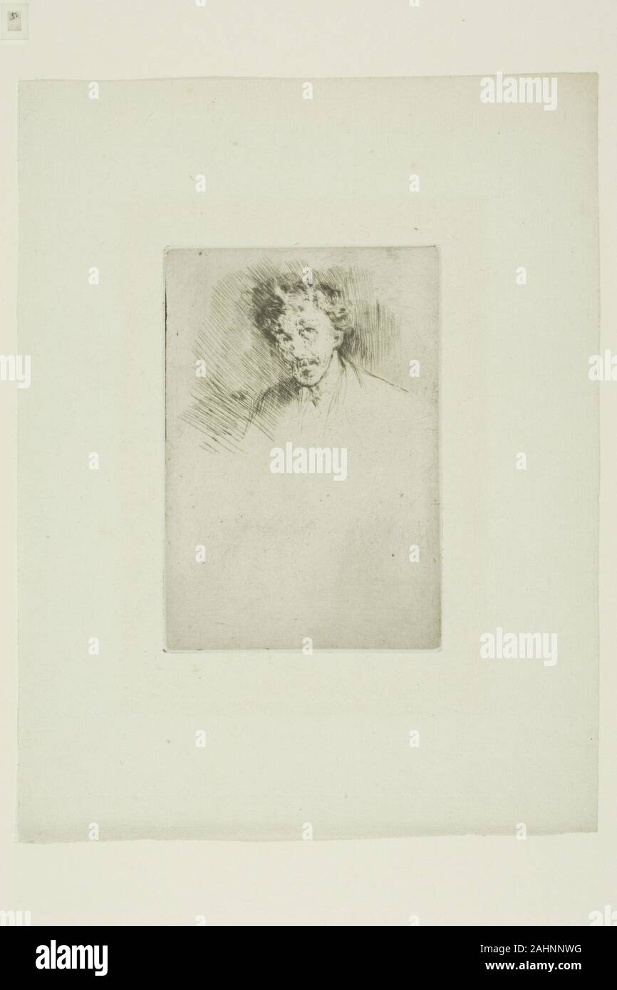 James McNeill Whistler. Whistler avec le verrouillage de blanc. 1876-1879. United States. Pointe sèche en noir sur papier vert pâle à blanc pâle Banque D'Images
