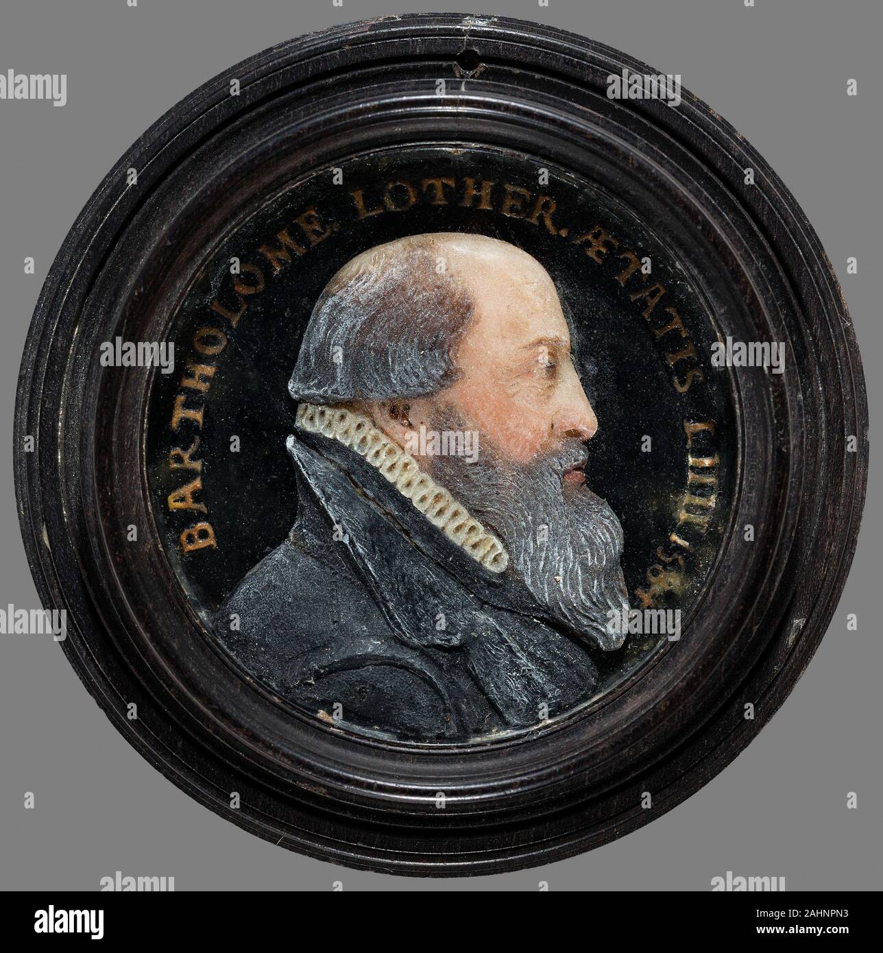 Portrait de Bartholome Lother. 1584. Nuremberg. Wax sur verre Banque D'Images