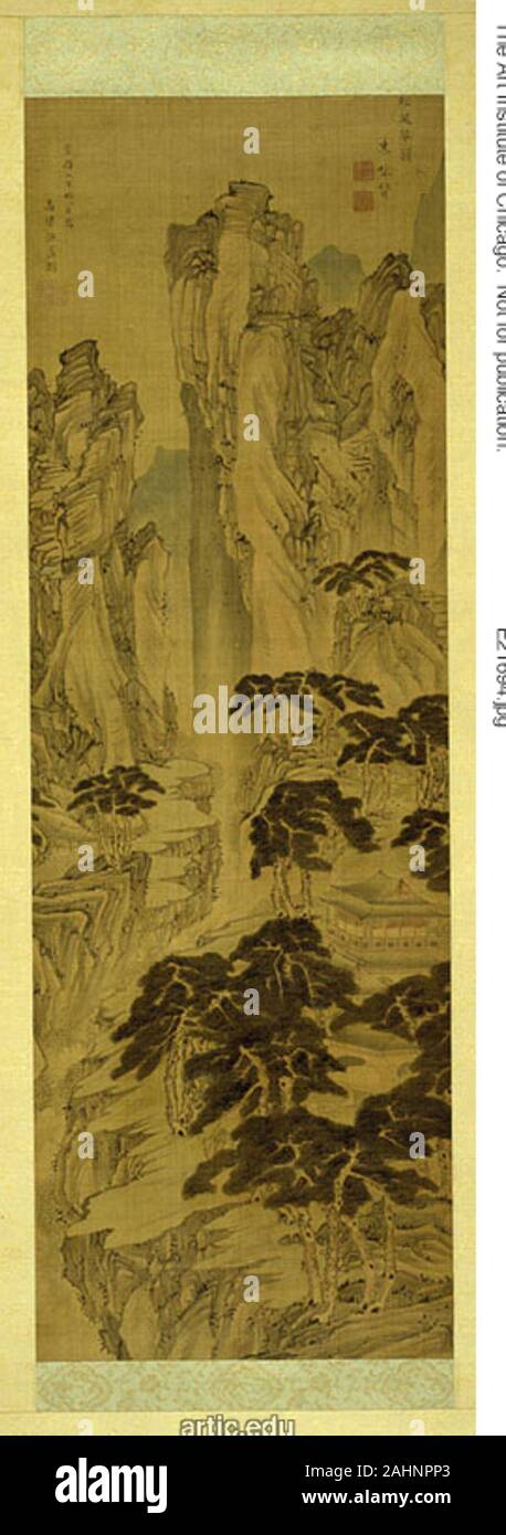 Fuyo Ko. Pine-Scented de vent, l'harmonie d'un luth. 1752. Le Japon. Encre et couleurs sur soie ; hanging scroll Banque D'Images