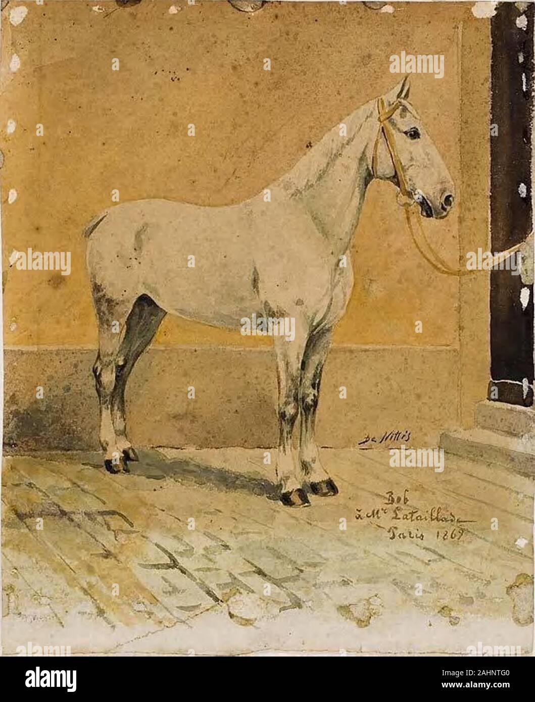 Giuseppe De Nittis. Bob. 1869. L'Italie. Aquarelle sur mine de plomb, sur vélin crème, Banque D'Images