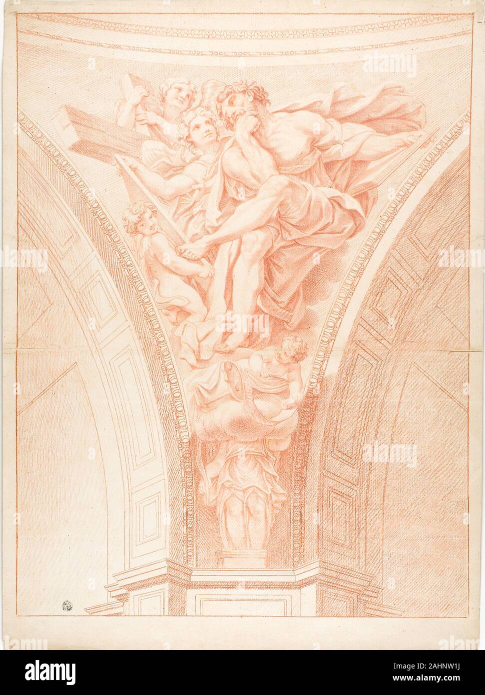 Domenichino. Saint Matthieu. 1627-1799. L'Italie. Craie rouge sur papier vergé chamois, fixées sur papier vergé crème Banque D'Images