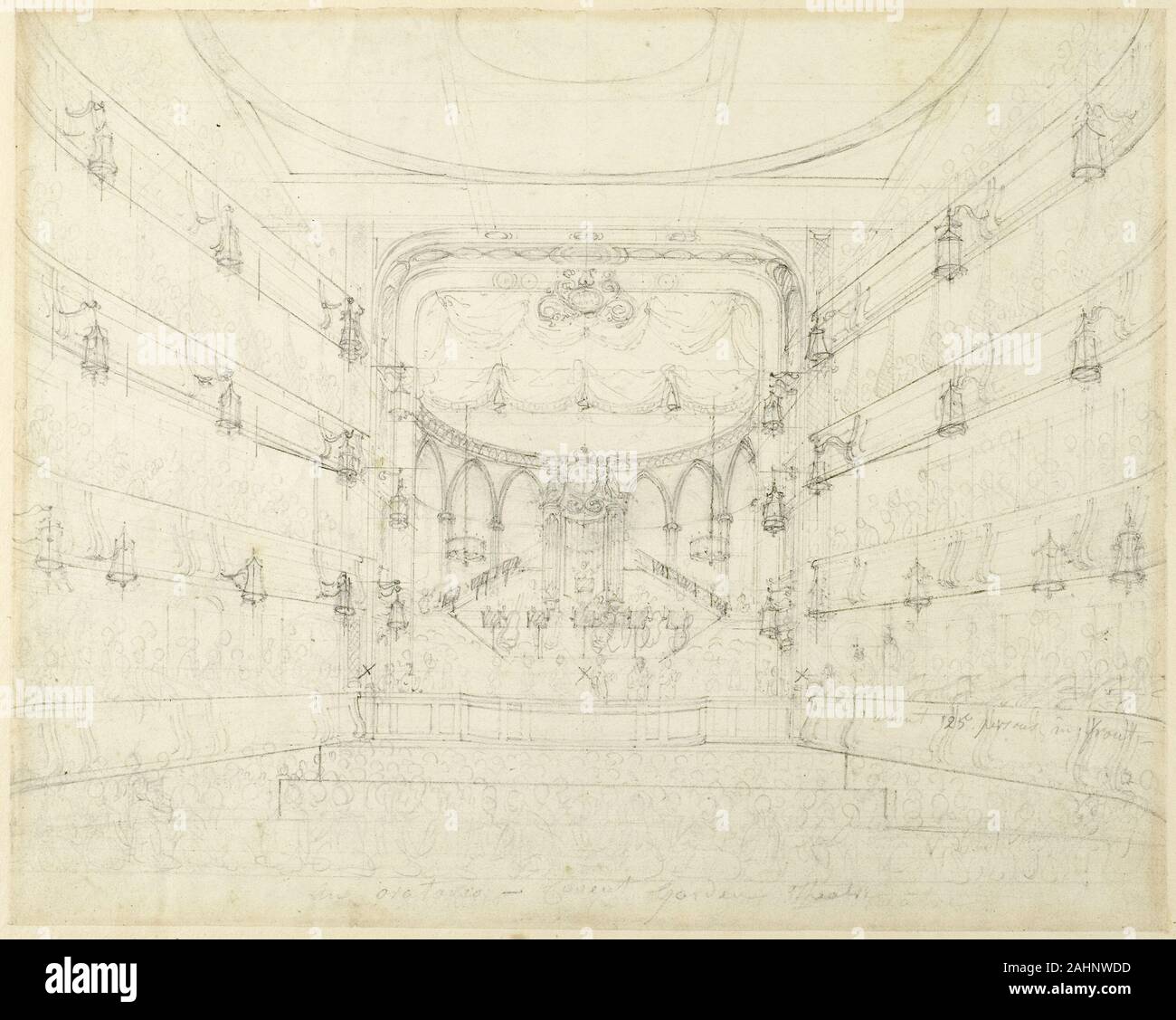 Charles Augustus Pugin. Étude pour une Oratorio-Covent Garden Theatre, du microcosme de Londres. 1807-1808. L'Angleterre. Graphite sur papier vélin ivoire Banque D'Images