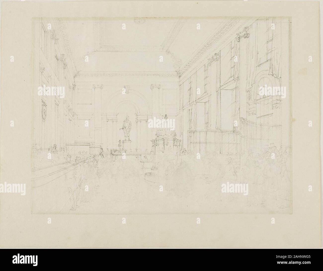 Charles Augustus Pugin. Étude pour la Grande Salle, la Banque d'Angleterre. 1807-1808. L'Angleterre. Graphite sur papier vélin ivoire Banque D'Images Charles Augustus Pugin. Étude pour la Grande Salle, la Banque d'Angleterre. 1807-1808. L'Angleterre. Graphite sur papier vélin ivoire Banque D'Images