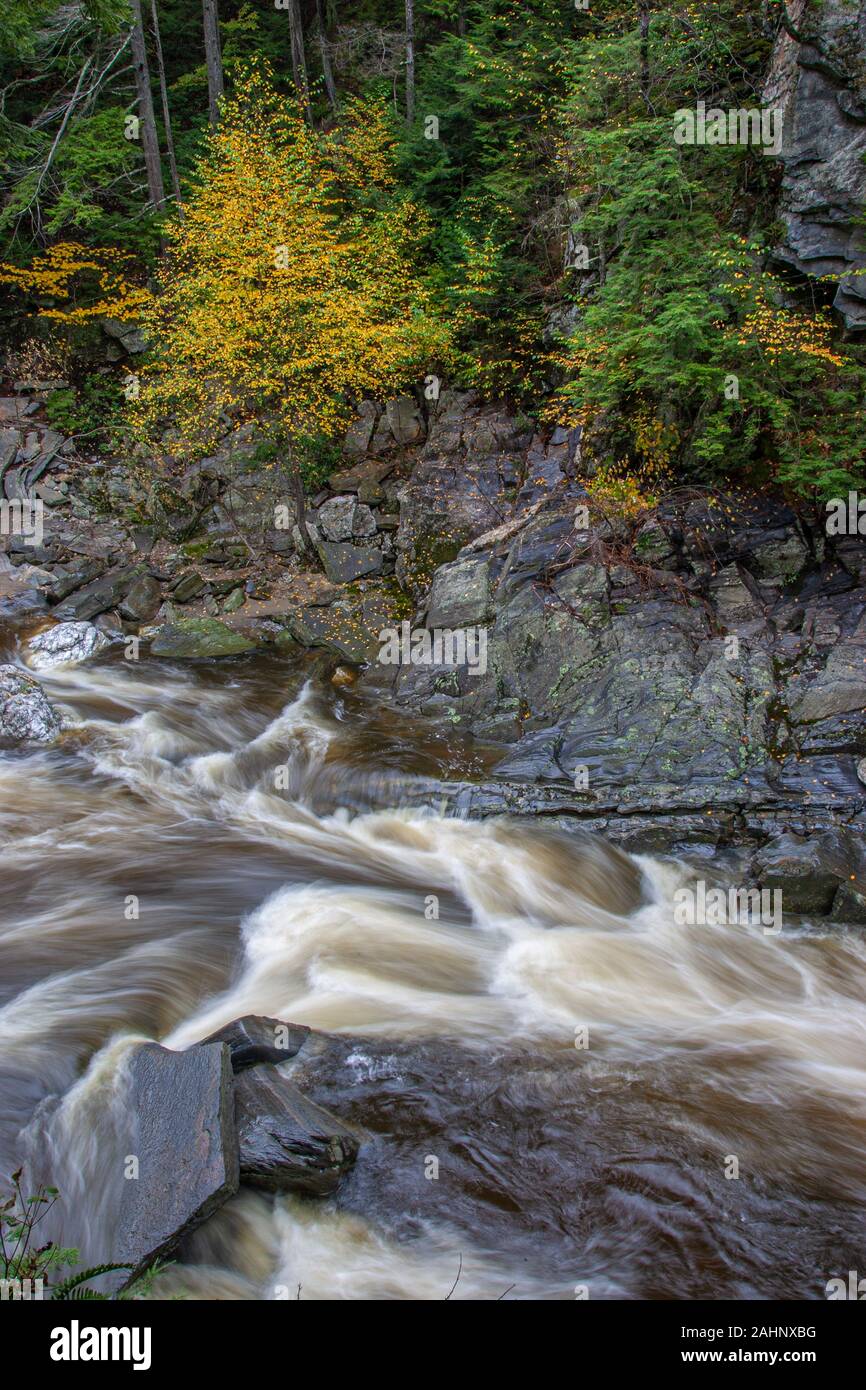 Le Westfield River traverse la gorge de Chesterfield dans West Chesterfield, Massachusetts Banque D'Images