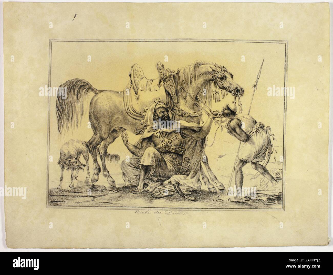 Mary Trevor. Arabes du désert. 1819. United Kingdom. Crayon noir, avec du graphite, sur vélin crème Banque D'Images