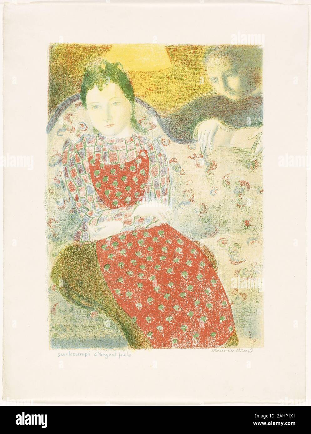 Maurice Denis. Sur le canapé, de l'argent pâle 10 Plaque de l'amour. 1898-1899. La France. Lithographie en rouge, vert, bleu et jaune sur papier vélin ivoire clair Banque D'Images