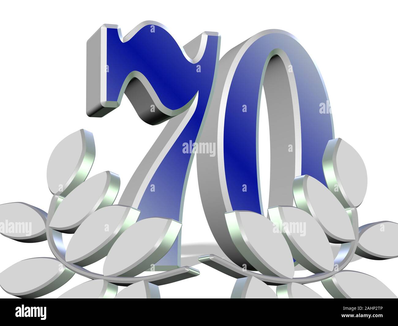 70 ans, anniversaire, les feuilles de laurier, 3d illustration Banque D'Images