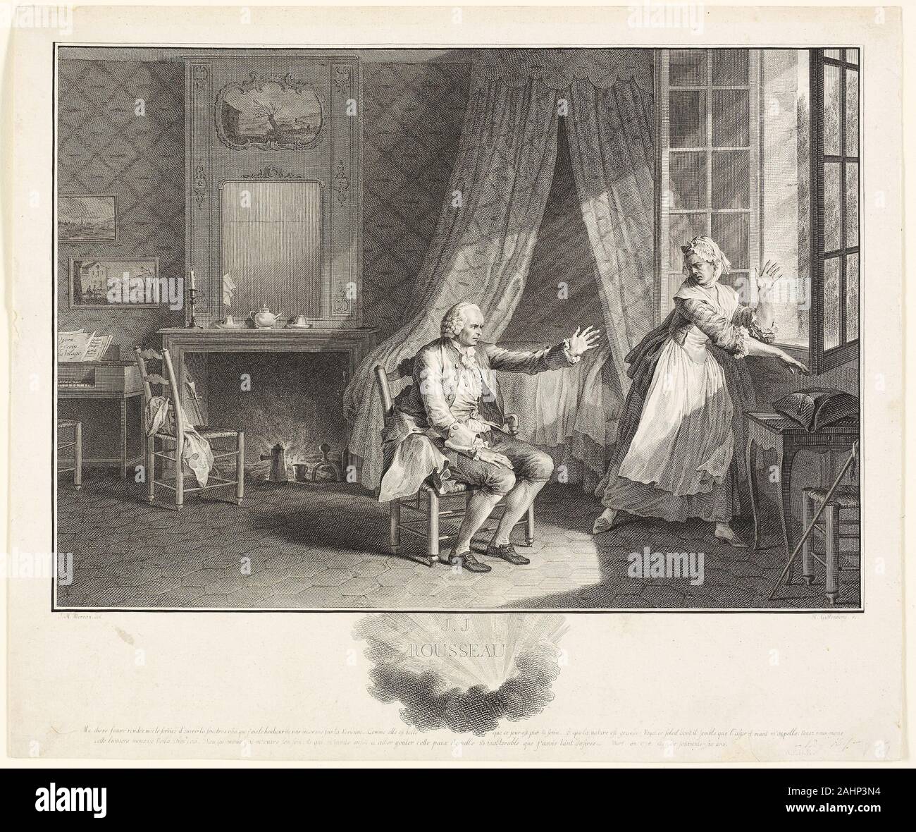 Heinrich Guttenberg. Les derniers mots de Jean Jacques Rousseau. 1775. L'Allemagne. Eau-forte sur papier vergé Banque D'Images