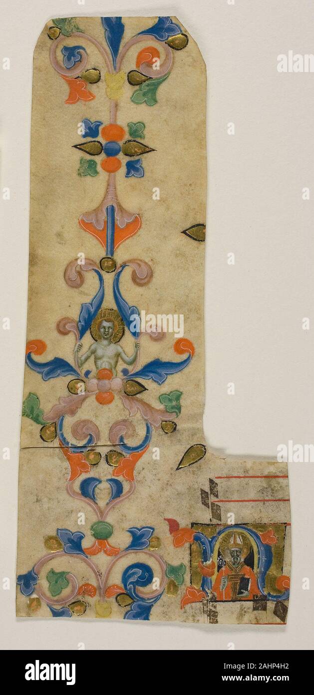Maître de la République dominicaine Effigies. Saint évêque Zenobius dans une initiale historiée N avec Bordure décorée d'un Laudario. 1335-1345. L'Italie. Coupe manuscrit à la tempera et feuille d'or, décorations et arrondi gothica Textualis propose d'inscriptions à l'encre noire, a décidé à l'encre rouge, sur papier parchemin Banque D'Images Maître de la République dominicaine Effigies. Saint évêque Zenobius dans une initiale historiée N avec Bordure décorée d'un Laudario. 1335-1345. L'Italie. Coupe manuscrit à la tempera et feuille d'or, décorations et arrondi gothica Textualis propose d'inscriptions à l'encre noire, a décidé à l'encre rouge, sur papier parchemin Banque D'Images