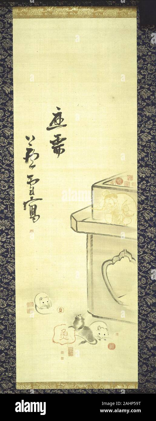 Nagasawa Rosetsu. Image de l'artiste et Daikoku joints. 1755-1799. Le Japon. Hanging scroll, encre et couleur sur papier Banque D'Images