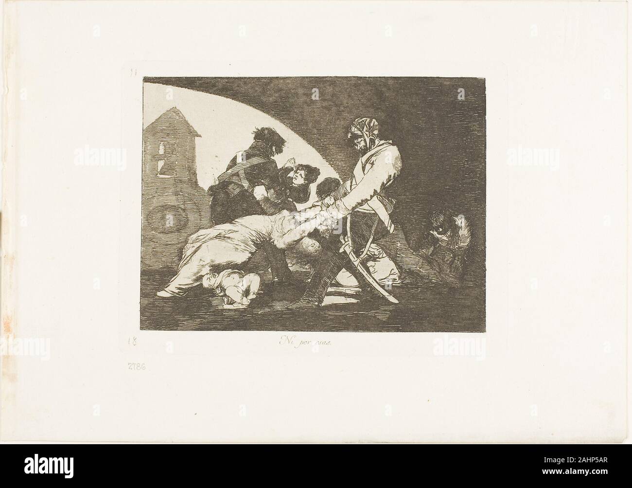 Francisco José de Goya y Lucientes. Ni ces onze de la plaque, les désastres de la guerre. 1810-1815. L'Espagne. Gravure, lavis, pointe sèche et burin sur papier vélin ivoire avec bords dorés Banque D'Images