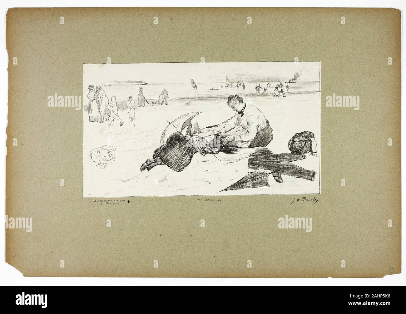 Georges-William Thornley. Sur la plage. 1889-1890. La France. Lithographie en noir sur papier Banque D'Images