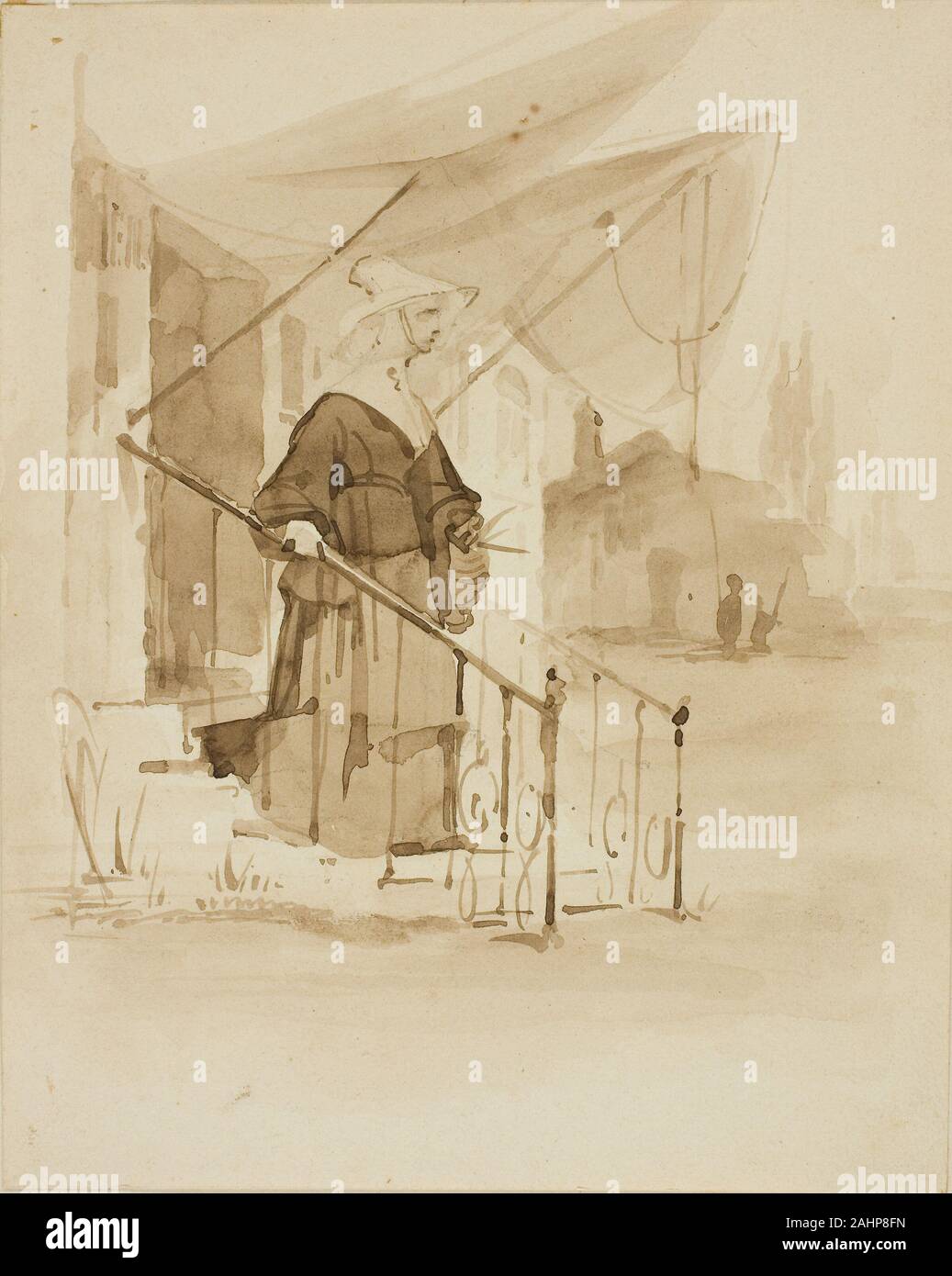 Auguste Xavier Le Prince. Nun. 1819-1826. La France. Pinceau et lavis sur vélin crème Banque D'Images