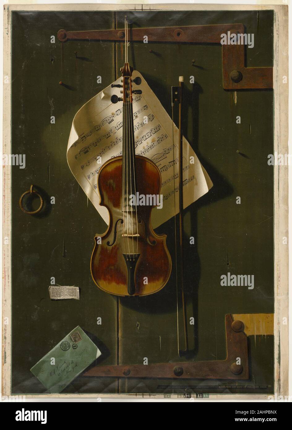 William Michael Harnett. L'ancien violon. 1887. United States. Lithographie en couleur sur papier Banque D'Images