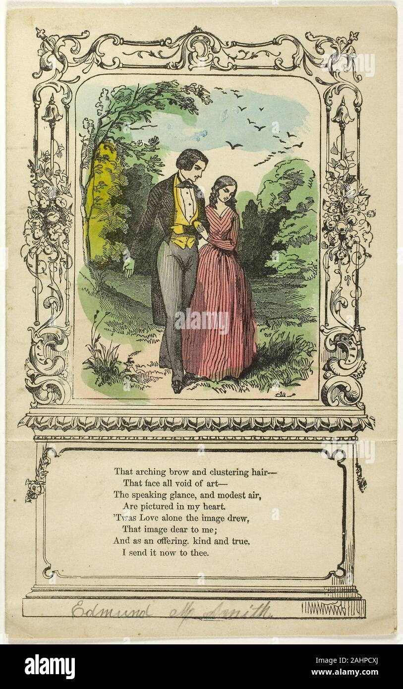 Qu'Arquant le bouillon et les cheveux de clustering (valentine). 1800-1900. United States. Lithographie à part-coloration sur vélin ivoire Banque D'Images