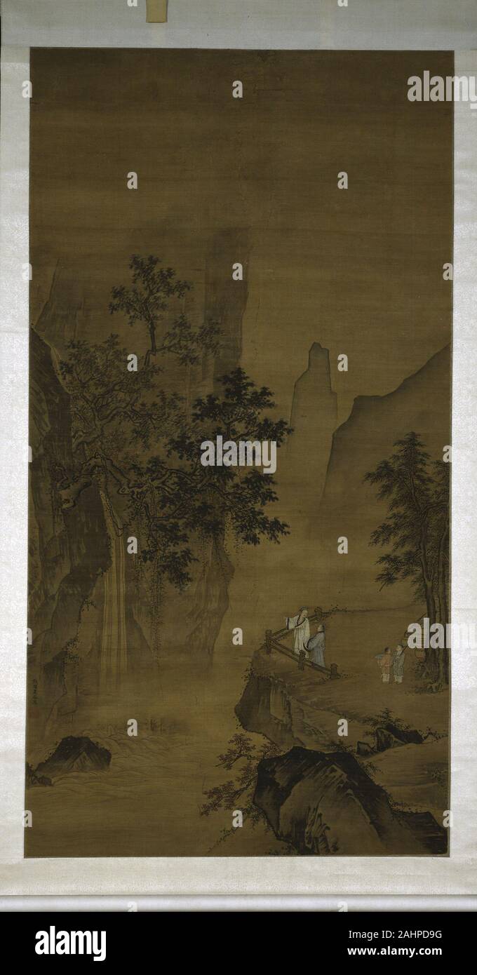 Xia Kui. En regardant la cascade. 1368-1644. La Chine. Défilement pendaison ; l'encre et couleurs légères sur soie Banque D'Images