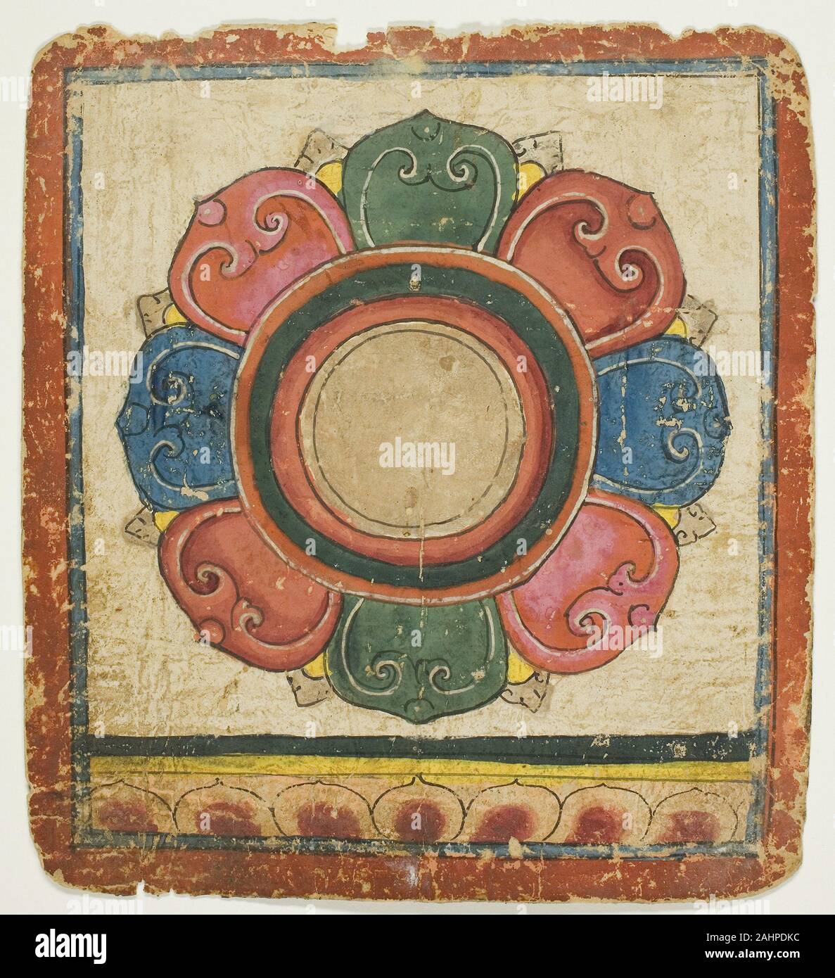 Lotus à partir d'un ensemble de cartes d'initiation (Tsakali). 1299-1499. Le Tibet. Encre et aquarelle sur papier Banque D'Images