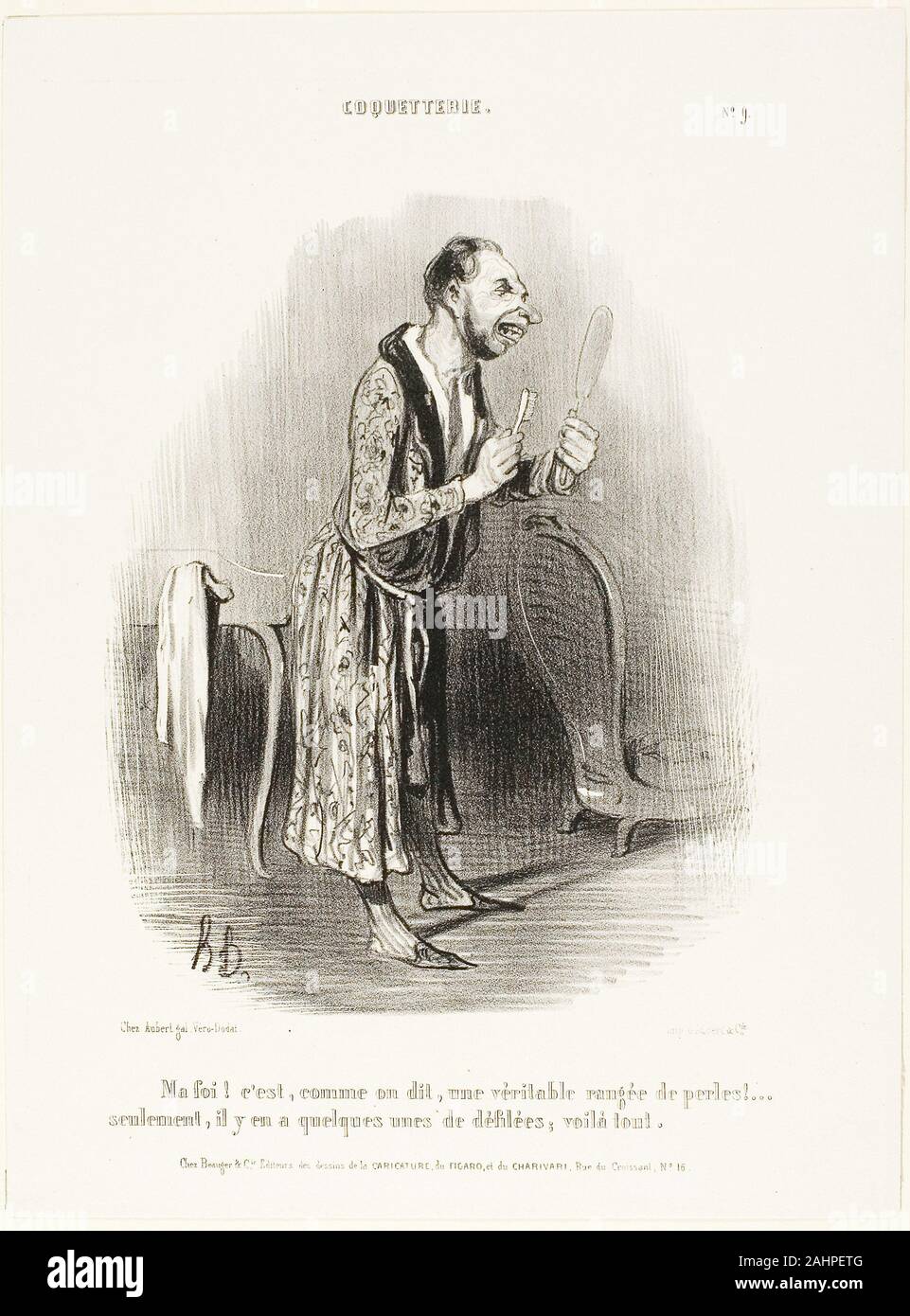 Honoré-Victorin Daumier. "Et bien... comme le dit le proverbe, comme un  véritable collier de perles, .... seulement certains d'entre eux sont  devenus des trous, c'est tout !", 9 plaque de coquetterie. 1840.